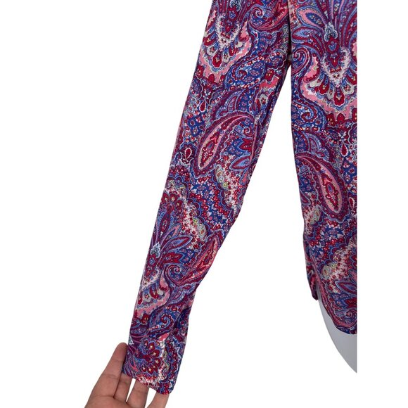 Talbots Womens Paisley Print Button-Down Multicolor Long Sleeve Blouse Size 8 - Picture 3 of 10